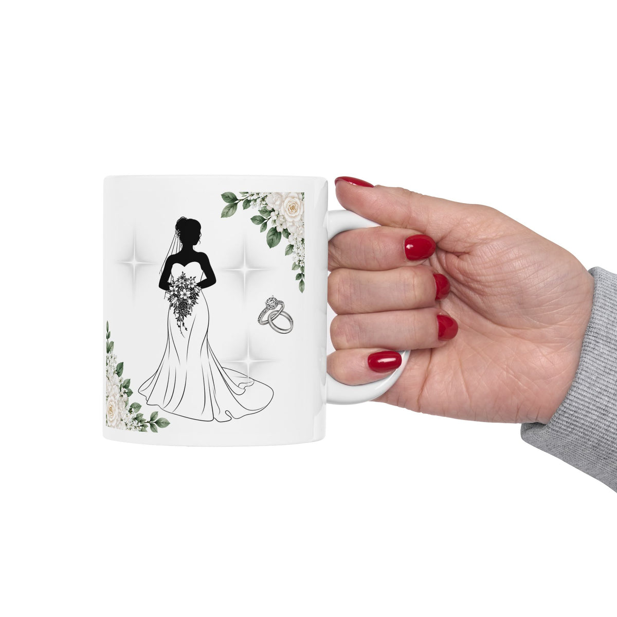 Bride & Wedding Rings Mug – Bridal Shower Coffee Cup (11oz, 15oz)