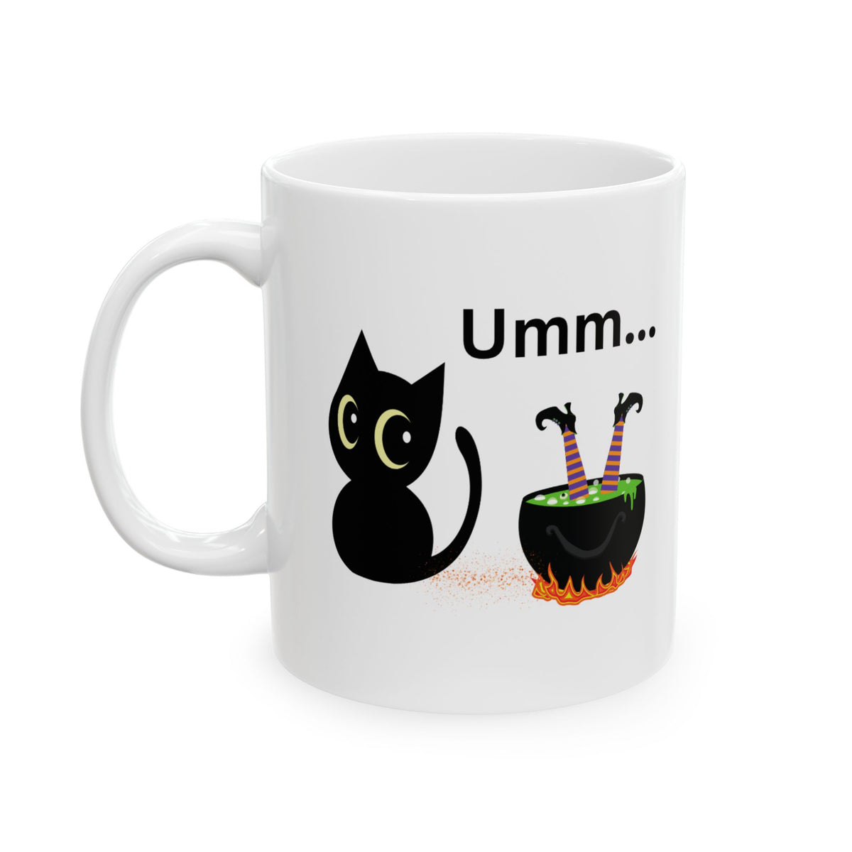 Black Cat & Cauldron Halloween Mug – Cute Witchy Coffee Cup, 11oz or 15oz