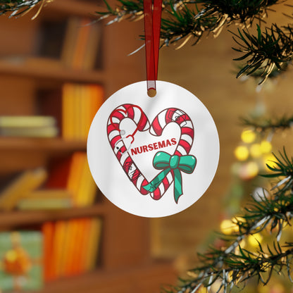 Nursemas Candy Cane Heart Metal Ornament – Holiday Gift for Nurses
