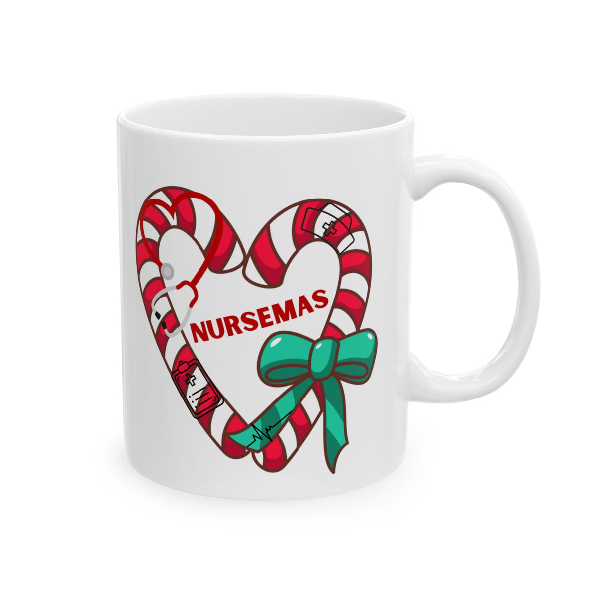 Nursemas Candy Cane Heart Mug – Christmas Gift for Nurses (11oz, 15oz)