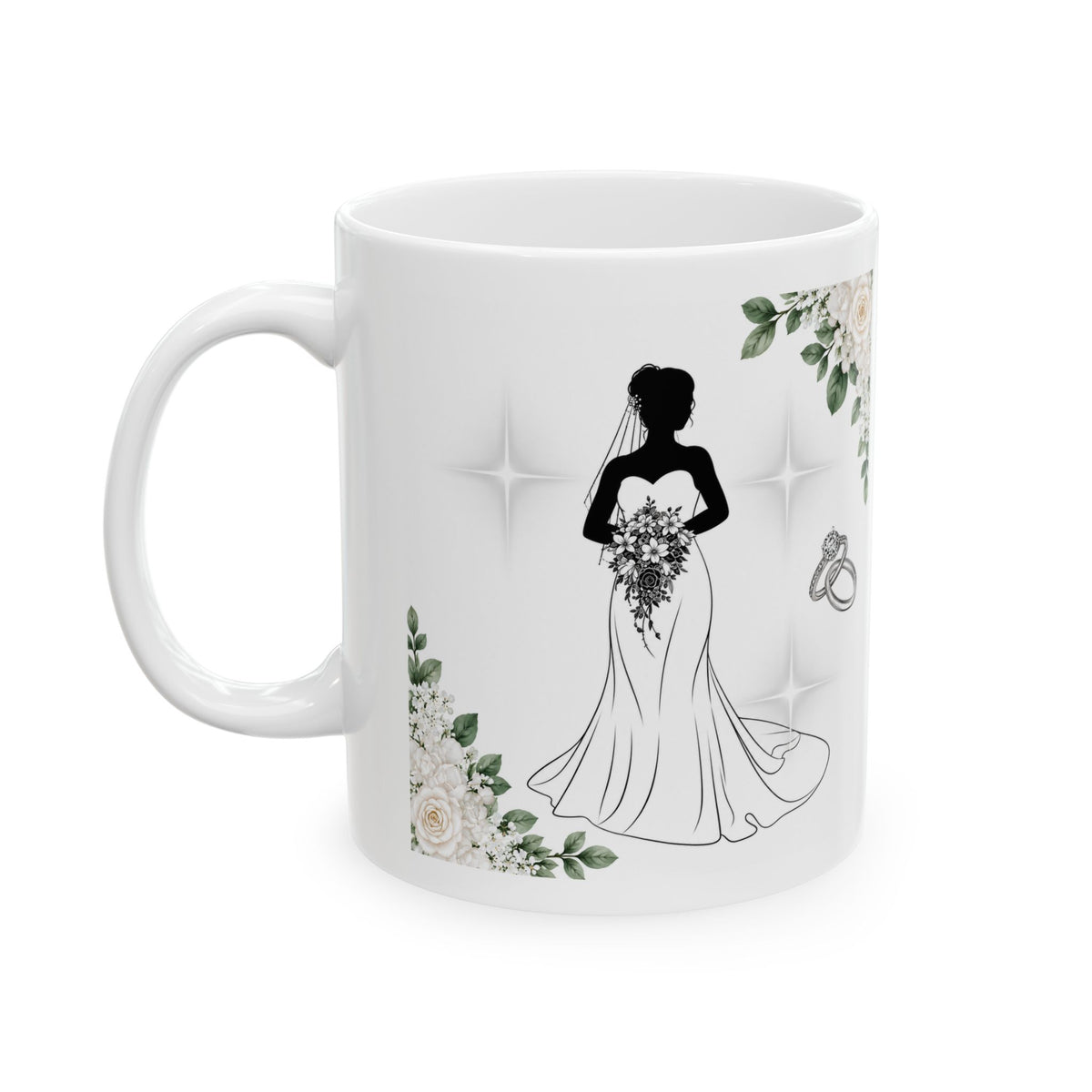 Bride & Wedding Rings Mug – Bridal Shower Coffee Cup (11oz, 15oz)