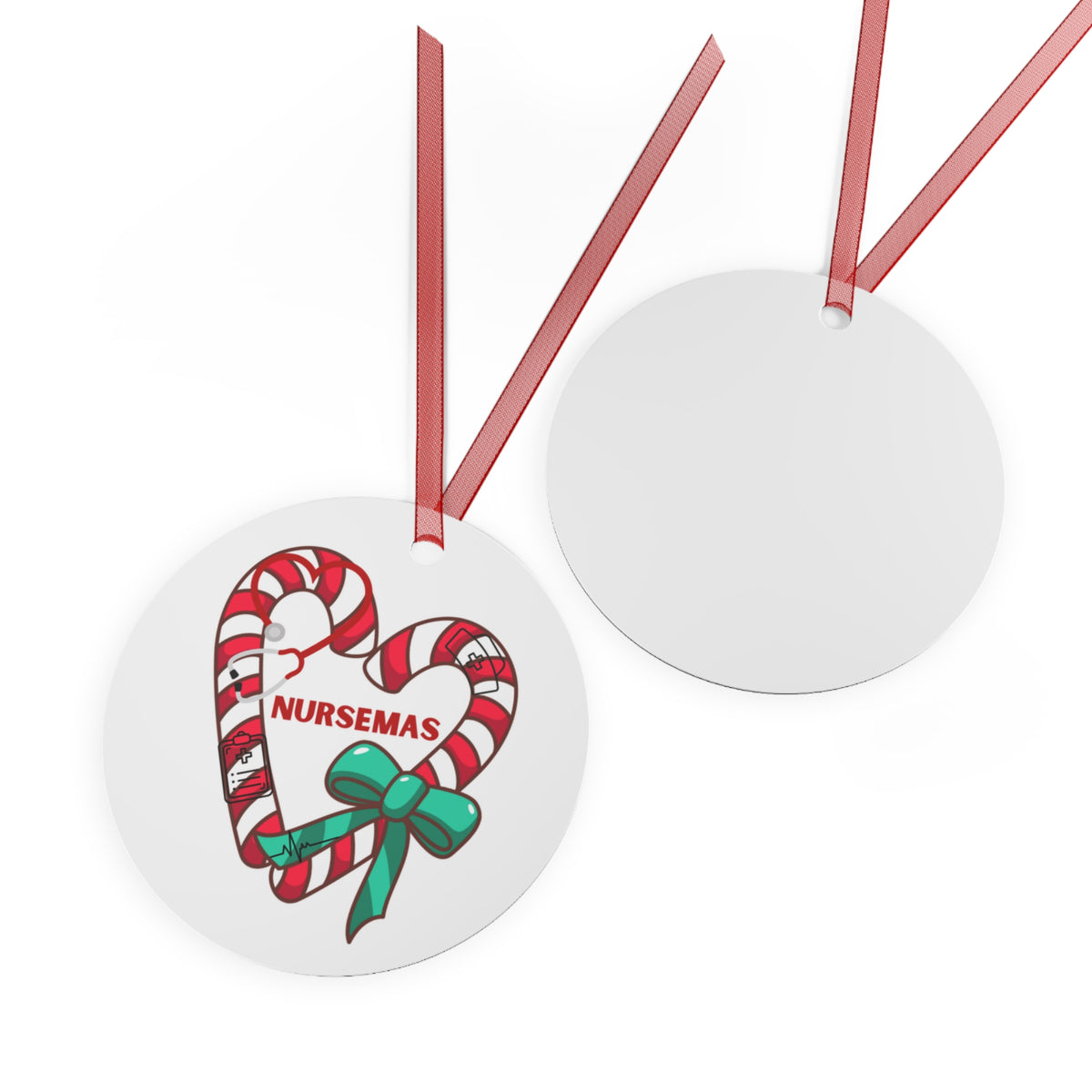 Nursemas Candy Cane Heart Metal Ornament – Holiday Gift for Nurses
