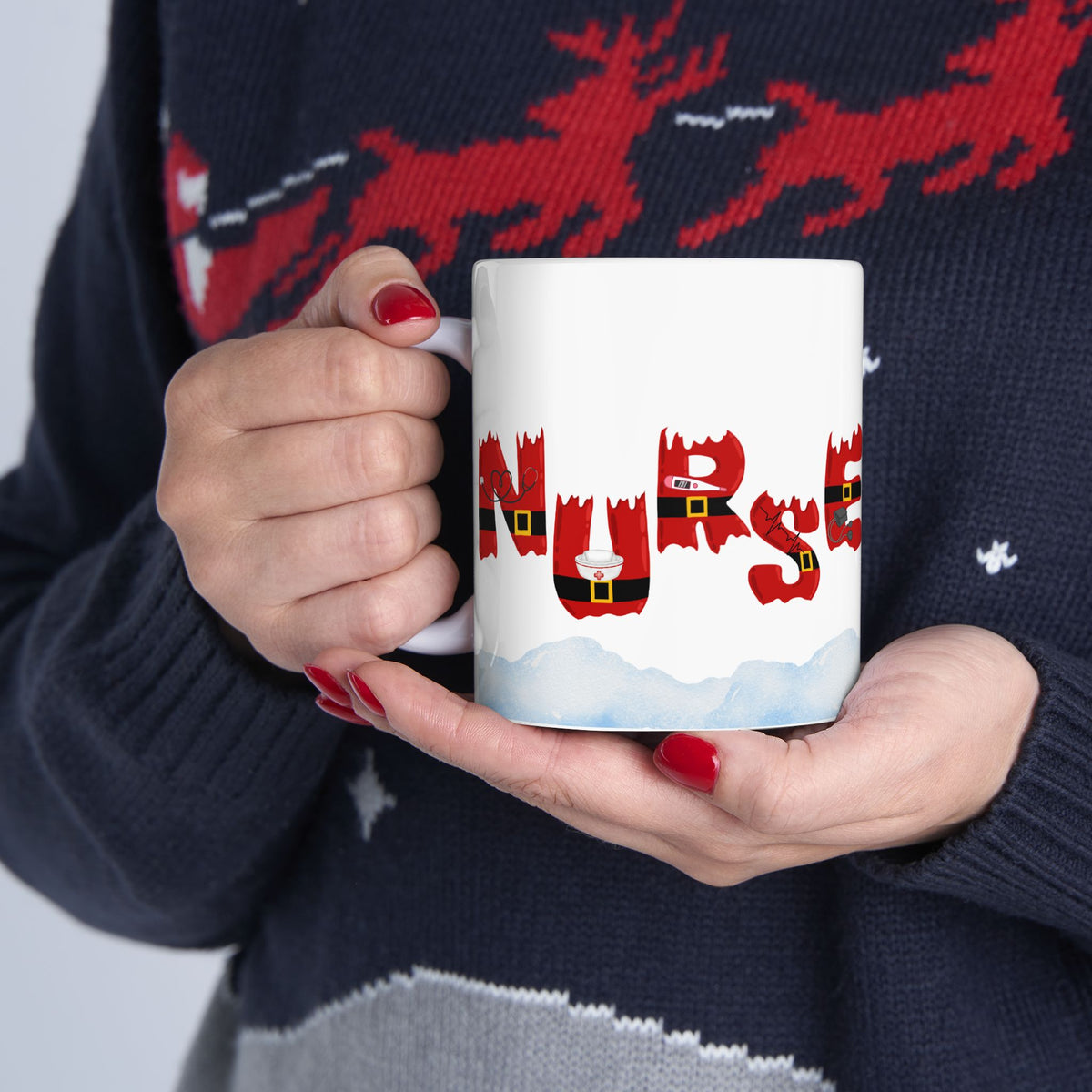 Nurse Christmas Mug – Santa Belt Holiday Coffee Cup