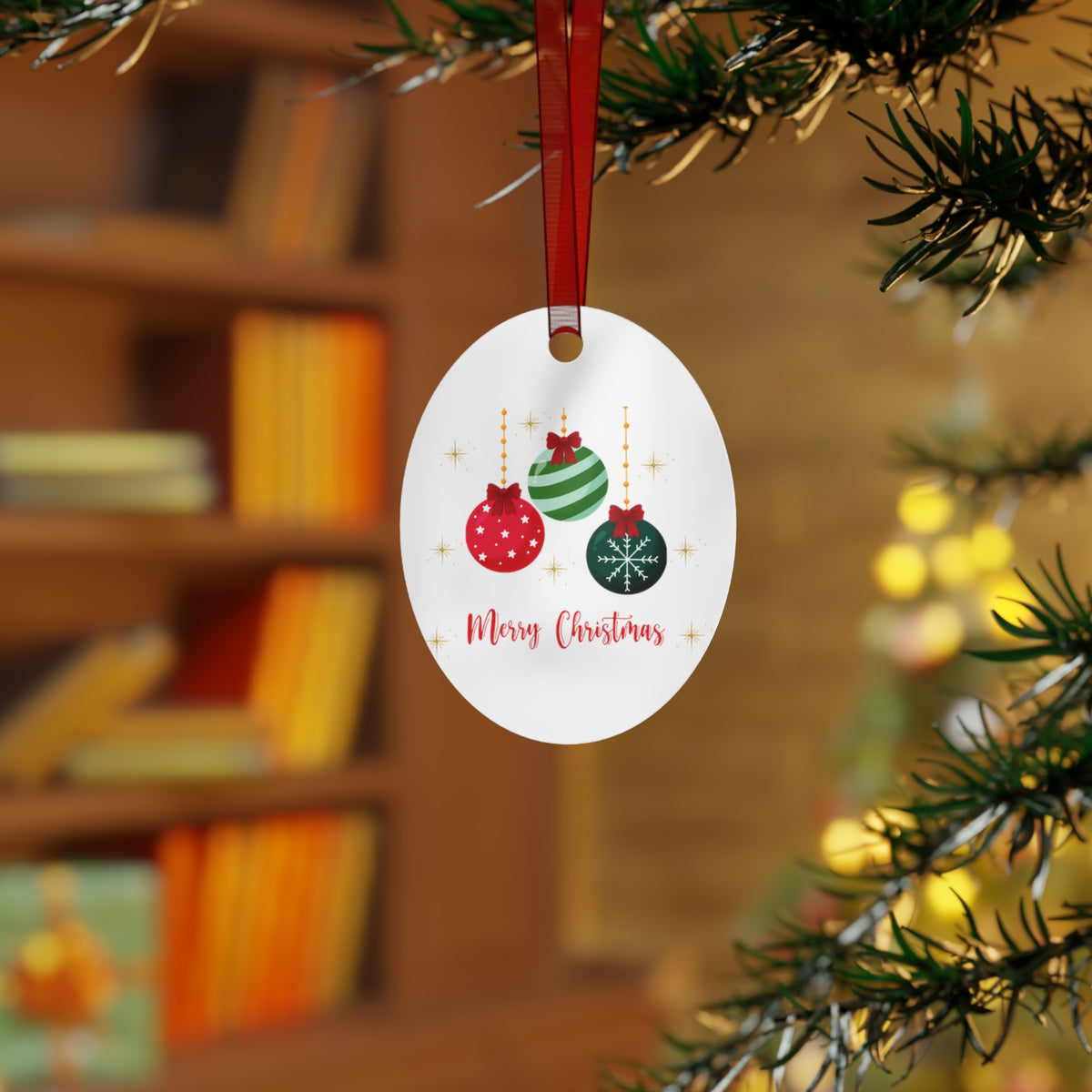 Merry Christmas Ornament – Festive Red & Green Holiday Baubles