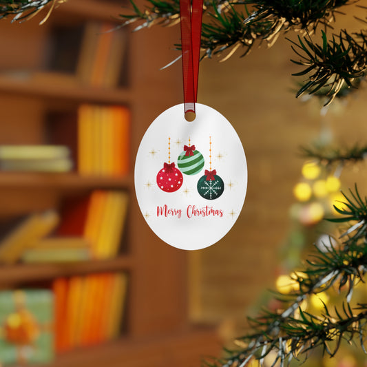 Merry Christmas Ornament – Festive Red & Green Holiday Baubles