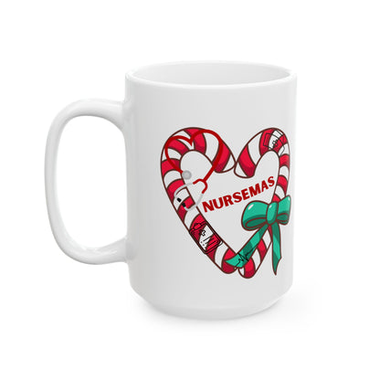Nursemas Candy Cane Heart Mug – Christmas Gift for Nurses (11oz, 15oz)