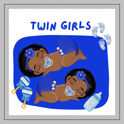 Twin Girls Nursery Pillow – Blue Blessings