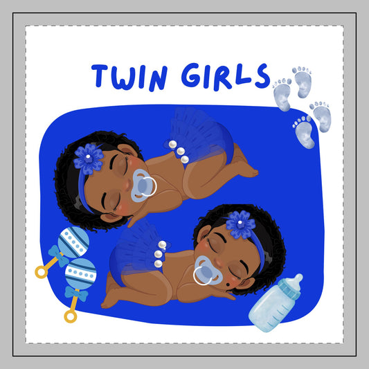 Twin Girls Nursery Pillow – Blue Blessings