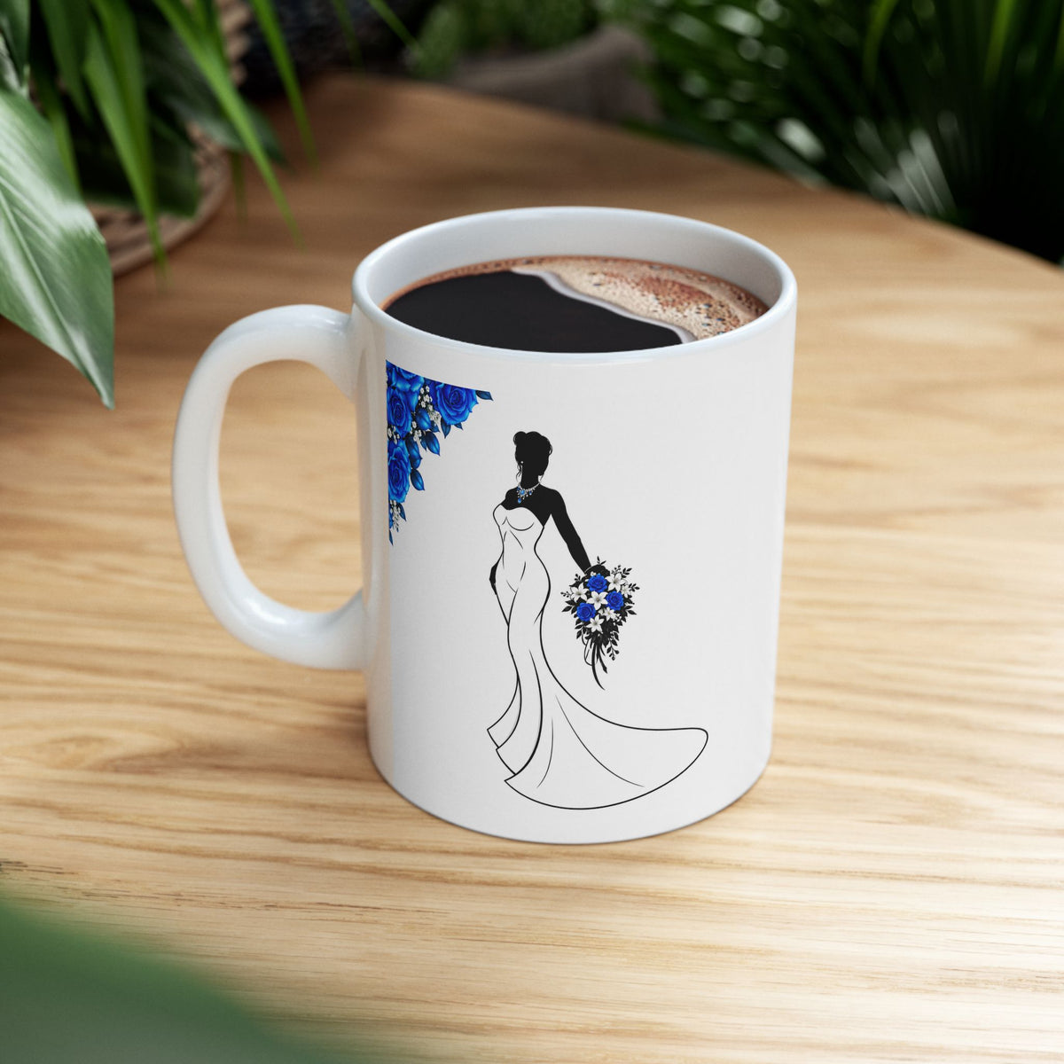 Blue Rose Bride Mug – Elegant Bridal & Wedding Gift Coffee Cup (11oz, 15oz)