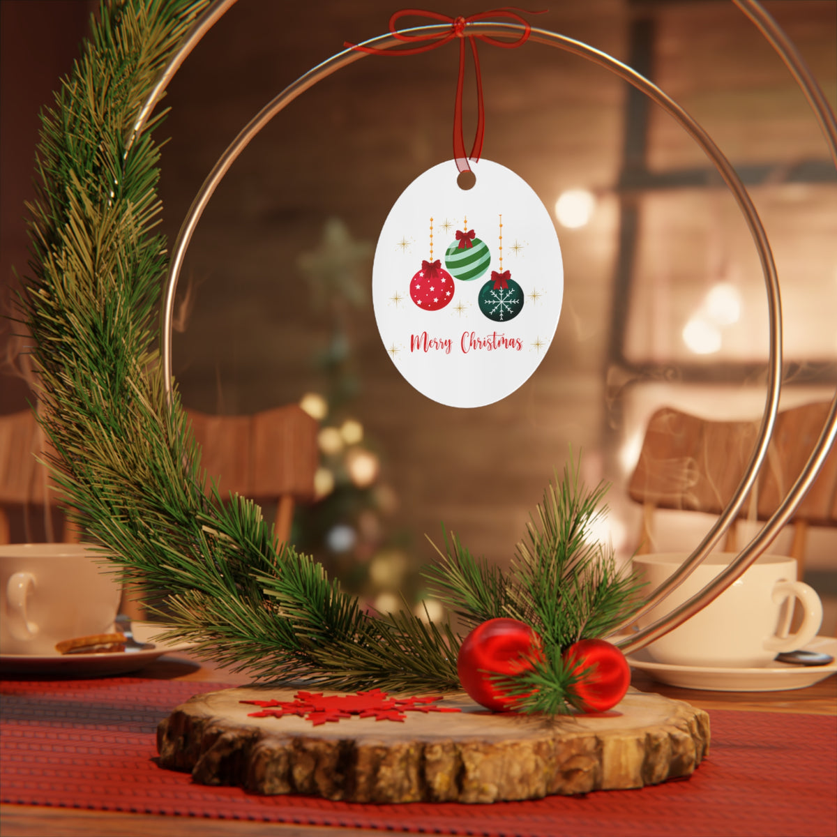 Merry Christmas Ornament – Festive Red & Green Holiday Baubles