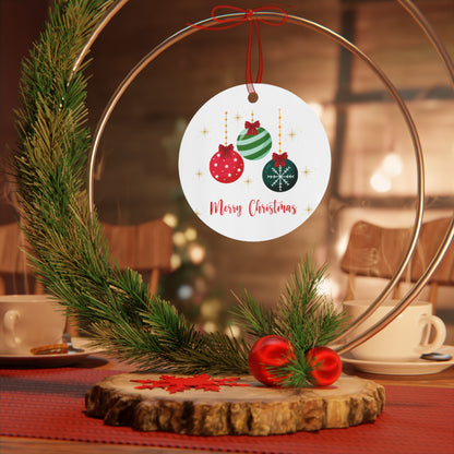 Merry Christmas Ornament – Festive Red & Green Holiday Baubles