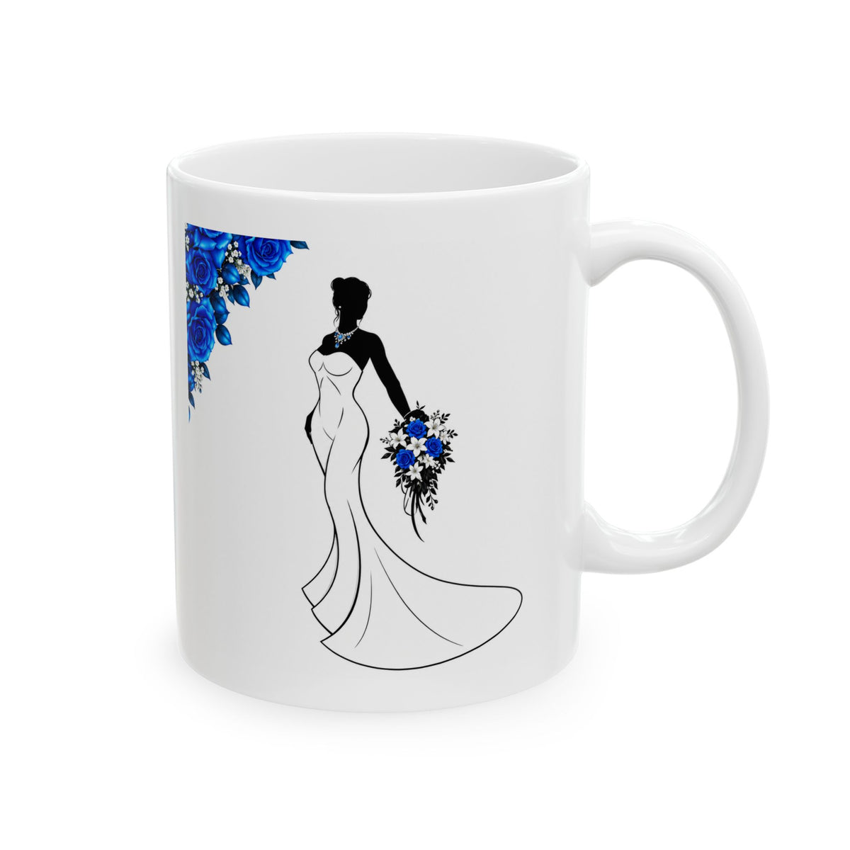Blue Rose Bride Mug – Elegant Bridal & Wedding Gift Coffee Cup (11oz, 15oz)