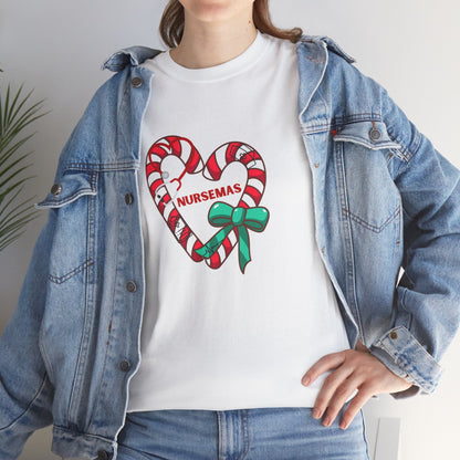 Nursemas Candy Cane Heart T-Shirt – Christmas Gift for Nurses