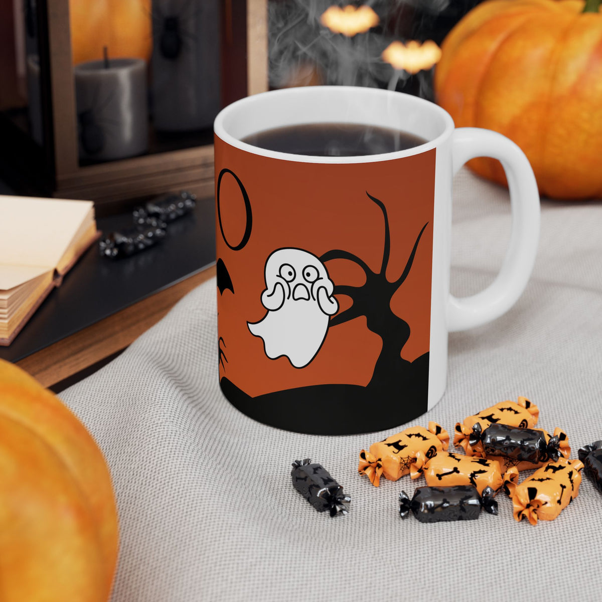 BOO Ghost Halloween Mug – Cute Spooky Ghost Coffee Cup (11oz, 15oz)