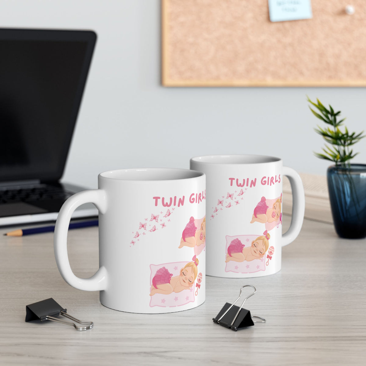 Twin Girls Mug – Pink Twin Baby Design & New Baby Gift (11oz, 15oz)