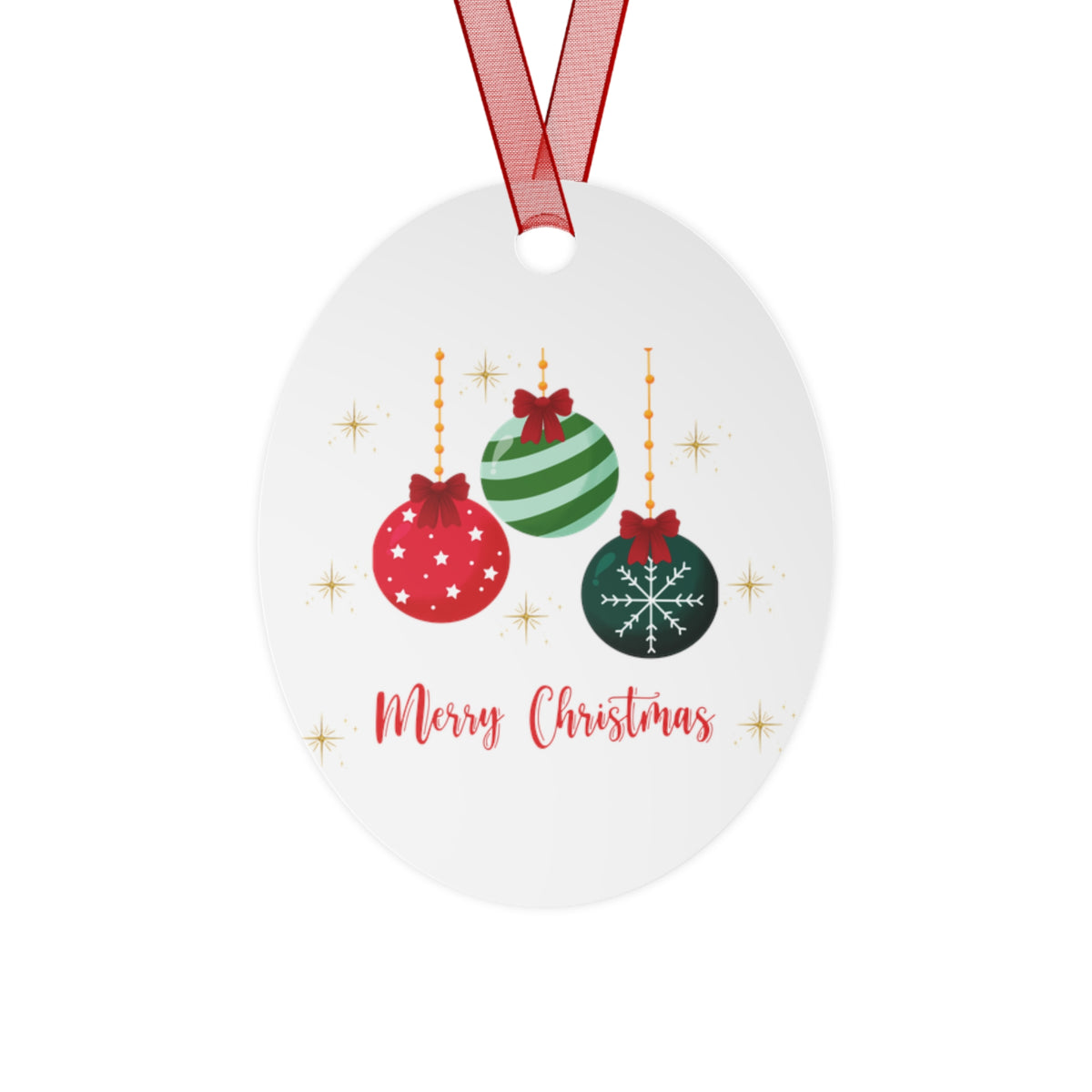 Merry Christmas Ornament – Festive Red & Green Holiday Baubles