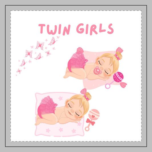 Twin Girls Pink Themed Nursery Pillow