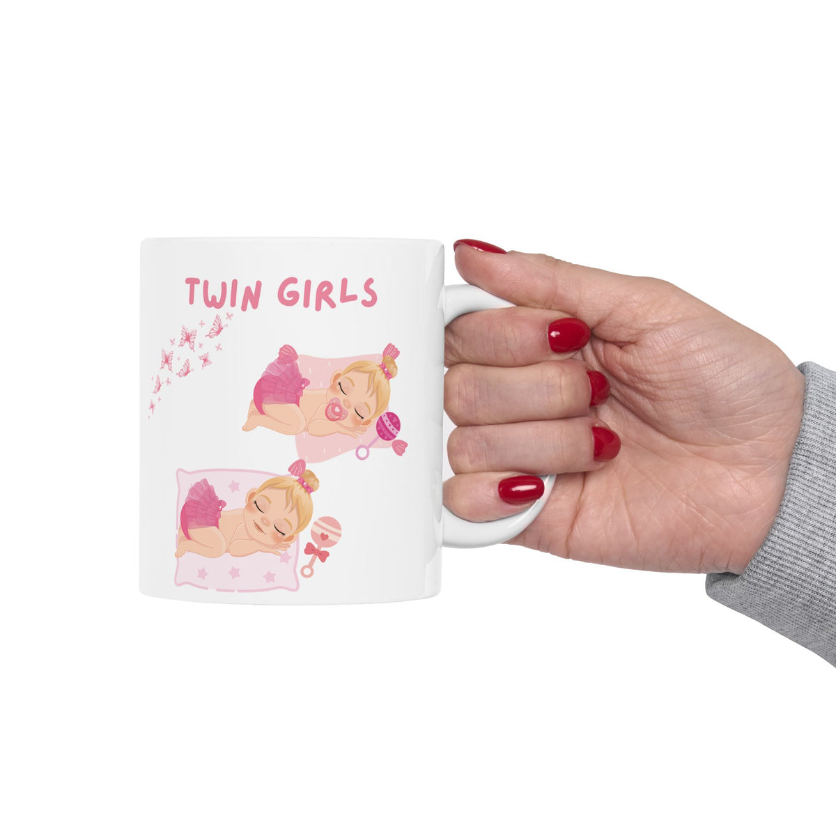 Twin Girls Mug – Pink Twin Baby Design & New Baby Gift (11oz, 15oz)