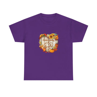 Thanksgiving Is Family T-Shirt – Pumpkin & Sunflower Fall Tee