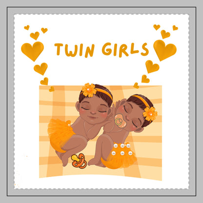 Twin Girls Nursery Pillow – Golden Hearts