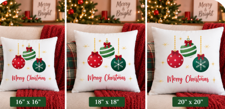 Merry Christmas Ornament Throw Pillow – Festive Red & Green Christmas Decor