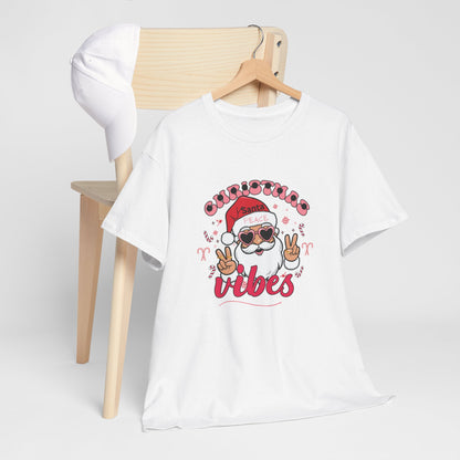 Christmas Vibes Santa T-Shirt – Peace Sign Holiday Graphic Tee
