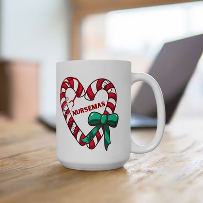 Nursemas Candy Cane Heart Mug – Christmas Gift for Nurses (11oz, 15oz)