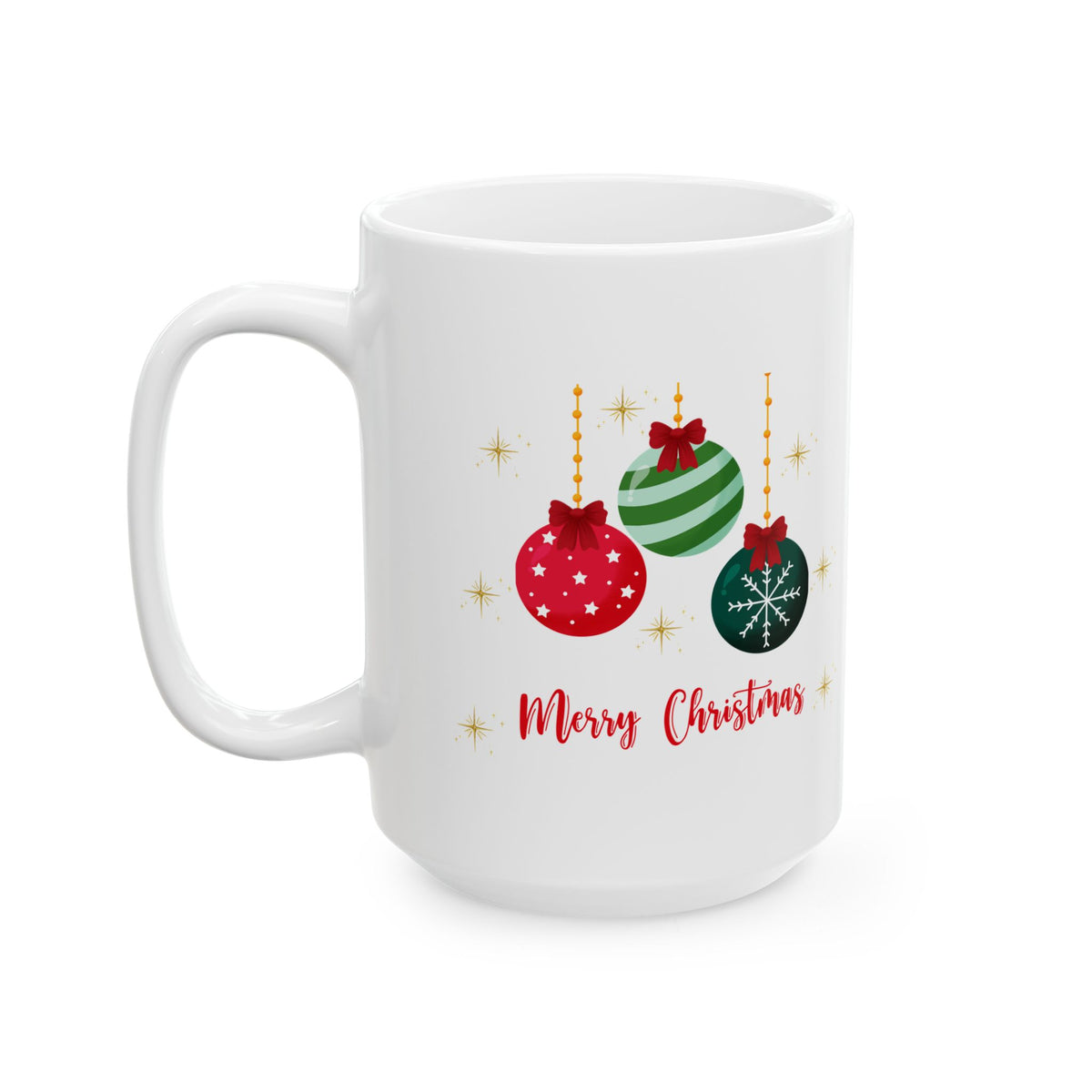Merry Christmas Baubles Ceramic Mug – Festive Holiday Coffee Cup (11oz, 15oz)
