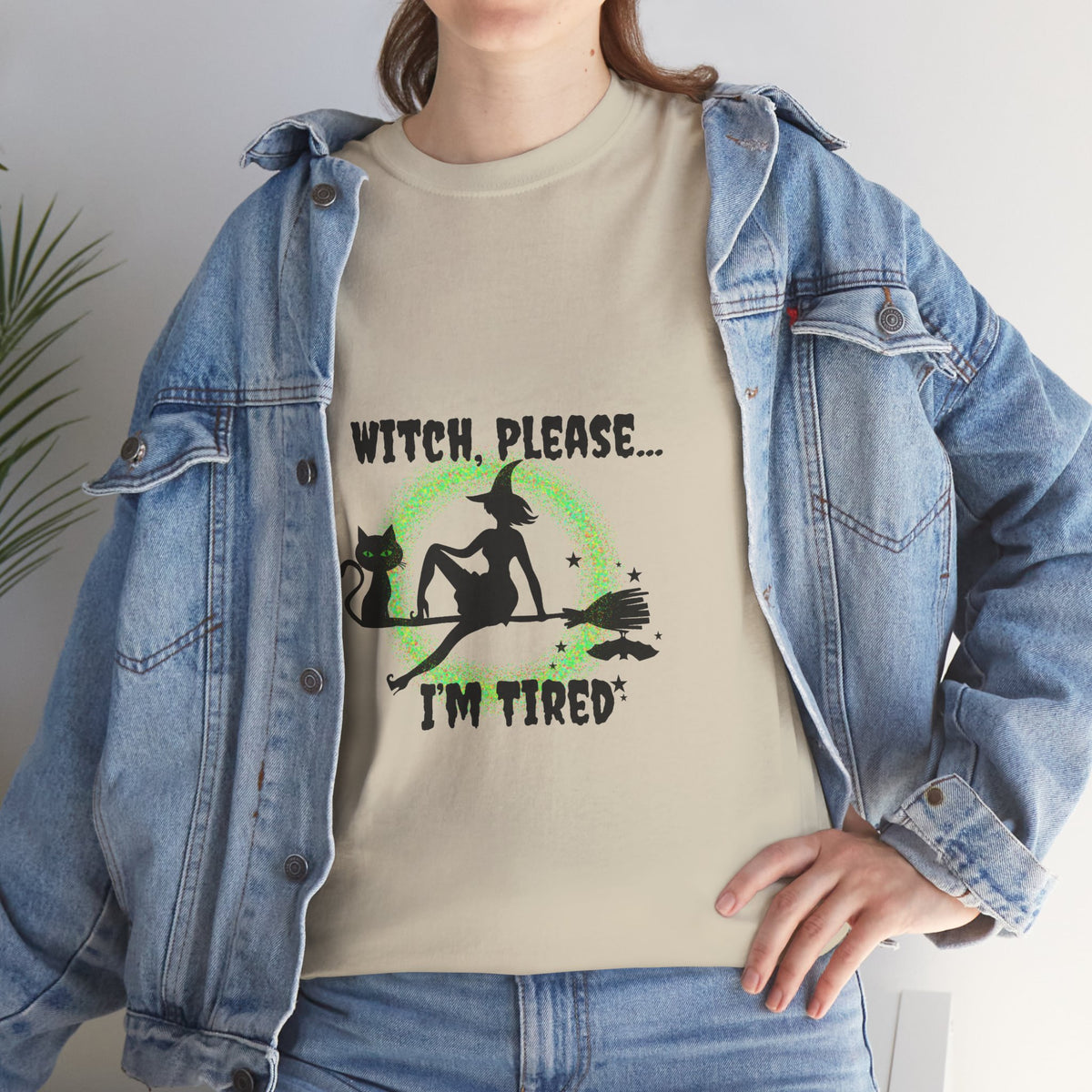 Witch Please I’m Tired T-Shirt – Funny Witch & Black Cat Halloween Tee