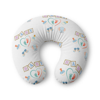 Gender-Neutral Nursing Pillow Cover – Pastel Baby Print