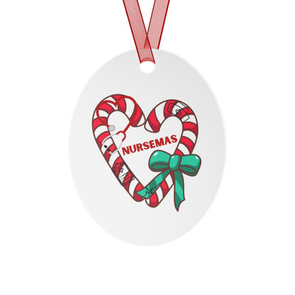 Nursemas Candy Cane Heart Metal Ornament – Holiday Gift for Nurses