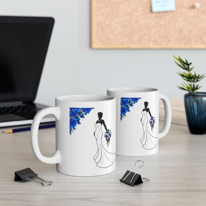 Blue Rose Bride Mug – Elegant Bridal & Wedding Gift Coffee Cup (11oz, 15oz)