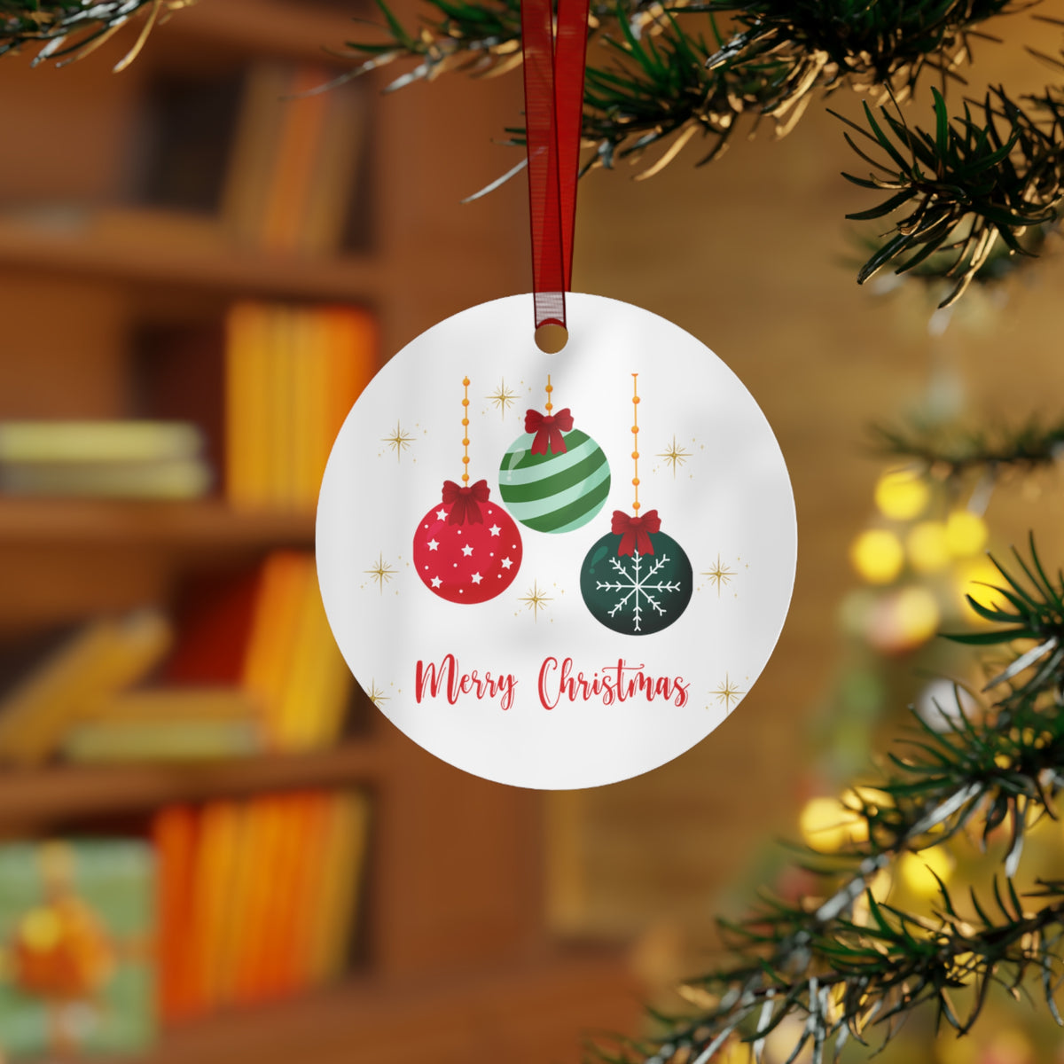 Merry Christmas Ornament – Festive Red & Green Holiday Baubles