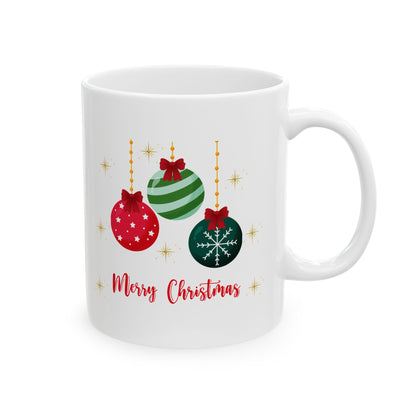 Merry Christmas Baubles Ceramic Mug – Festive Holiday Coffee Cup (11oz, 15oz)