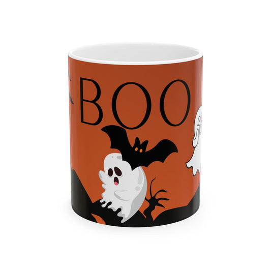 BOO Ghost Halloween Mug – Cute Spooky Ghost Coffee Cup (11oz, 15oz)