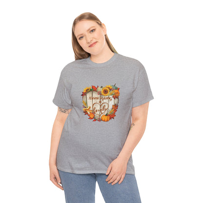Thanksgiving Is Family T-Shirt – Pumpkin & Sunflower Fall Tee