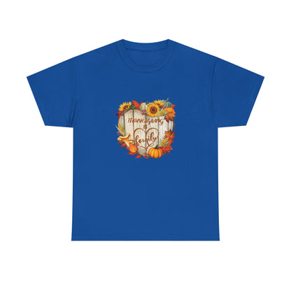 Thanksgiving Is Family T-Shirt – Pumpkin & Sunflower Fall Tee