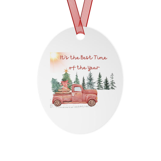 Christmas Truck Metal Ornament – Best Time of the Year