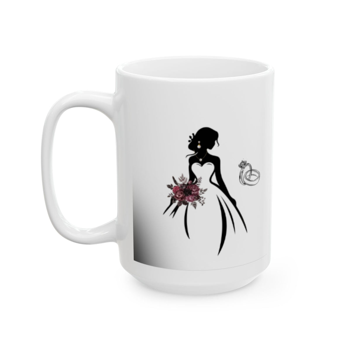 Elegant Bride & Burgundy Bouquet Mug – Wedding Gift Coffee Cup (11oz, 15oz)