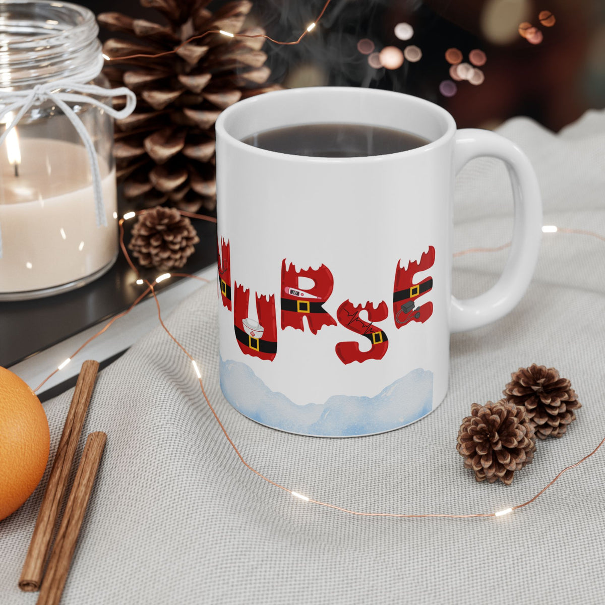 Nurse Christmas Mug – Santa Belt Holiday Coffee Cup