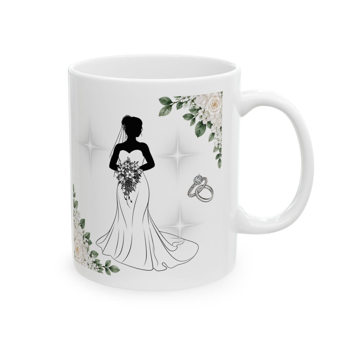 Bride & Wedding Rings Mug – Bridal Shower Coffee Cup (11oz, 15oz)