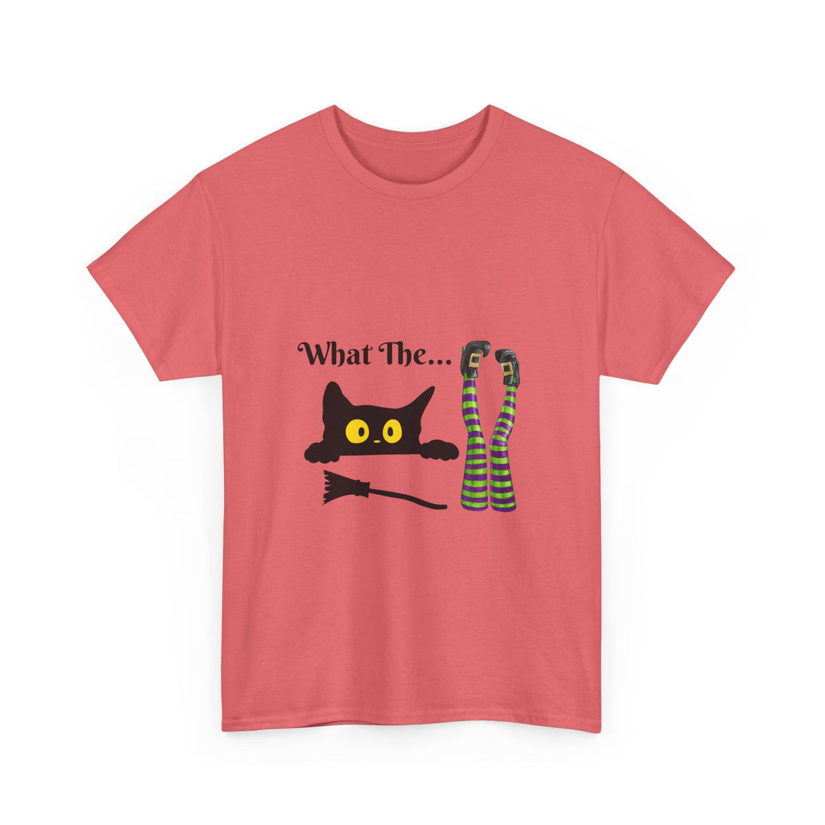 Black Cat “What The…” T-Shirt – Funny Halloween Graphic Tee