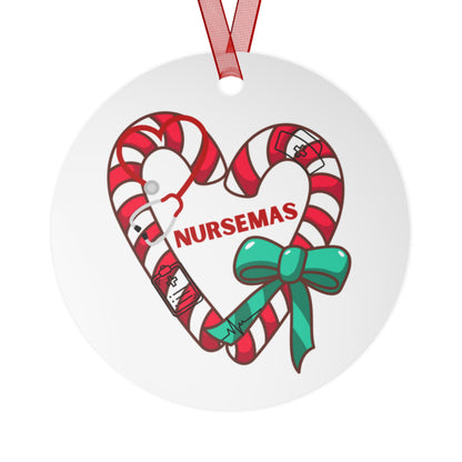 Nursemas Candy Cane Heart Metal Ornament – Holiday Gift for Nurses