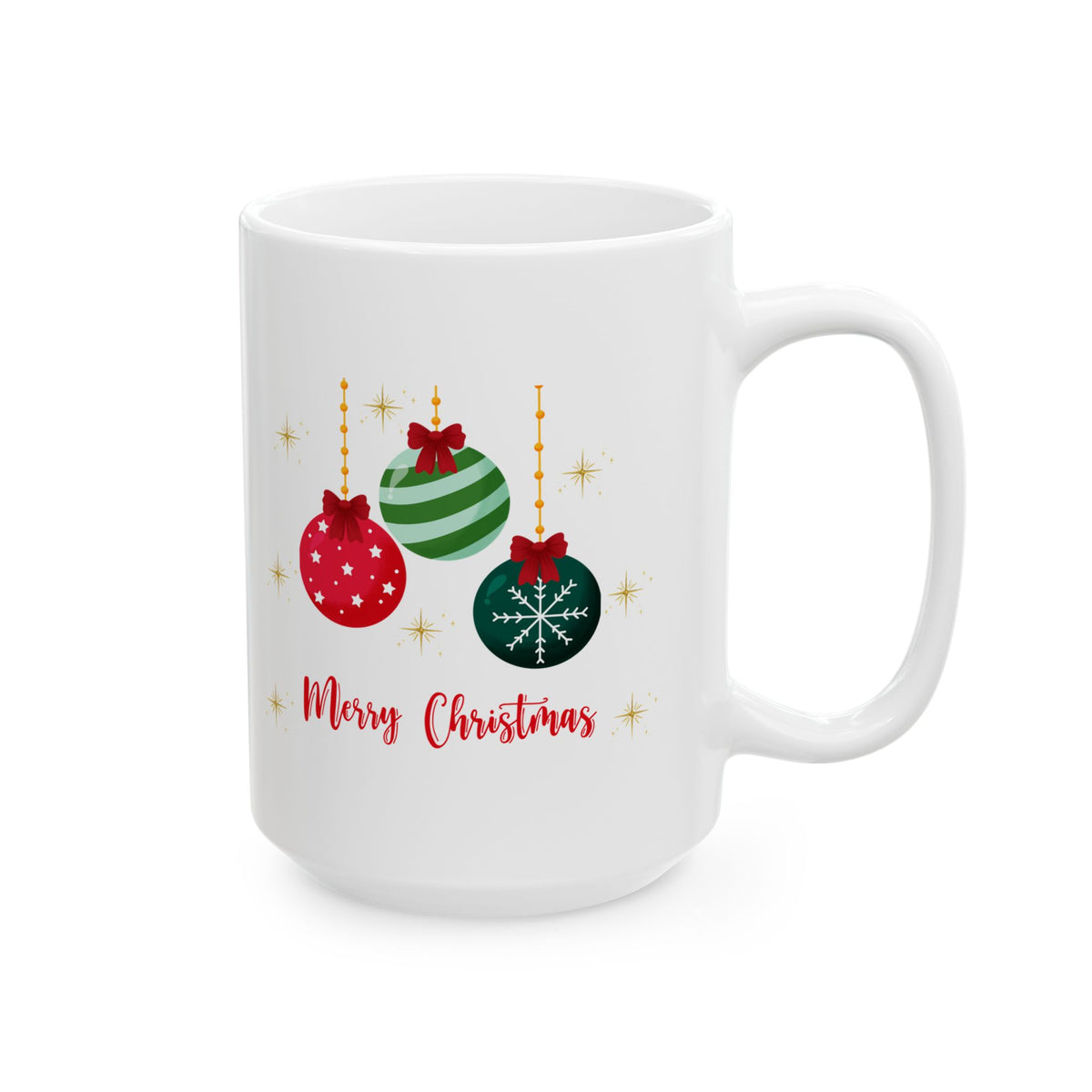 Merry Christmas Baubles Ceramic Mug – Festive Holiday Coffee Cup (11oz, 15oz)