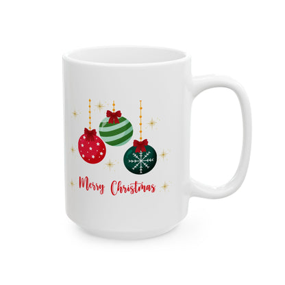 Merry Christmas Baubles Ceramic Mug – Festive Holiday Coffee Cup (11oz, 15oz)