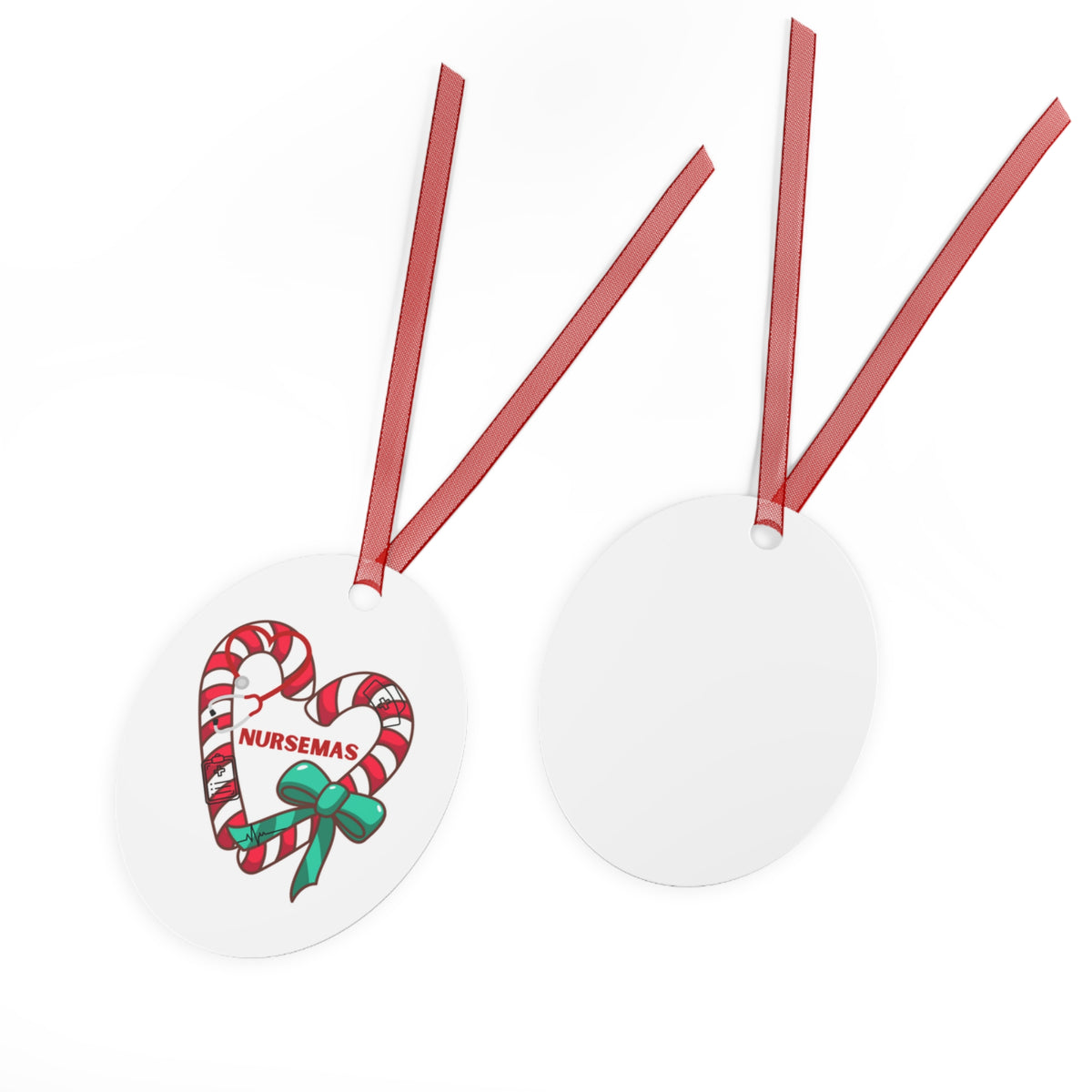 Nursemas Candy Cane Heart Metal Ornament – Holiday Gift for Nurses