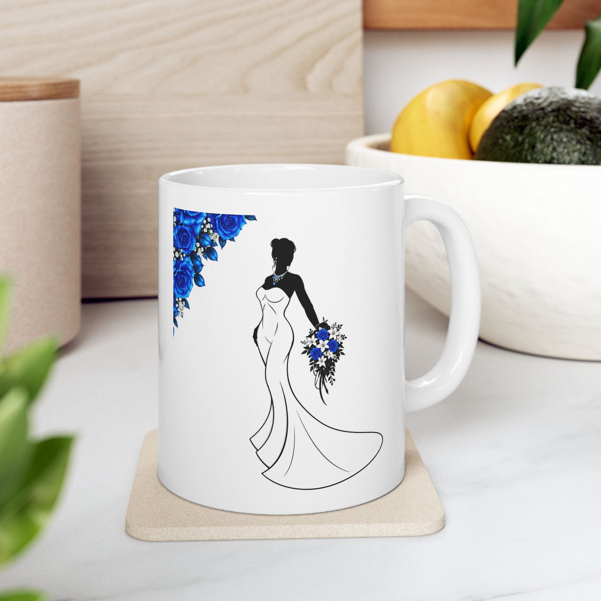 Blue Rose Bride Mug – Elegant Bridal & Wedding Gift Coffee Cup (11oz, 15oz)