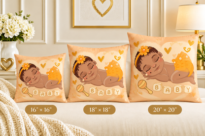 Baby Girl Nursery Pillow – Golden Dreams