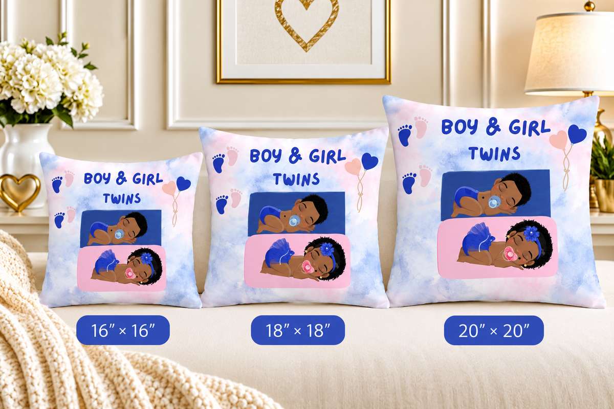 Boy & Girl Twins Nursery Pillow – Double the Love