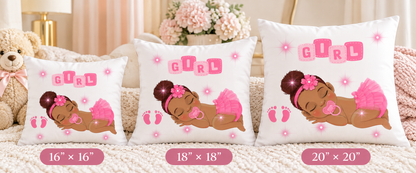 Baby Girl Nursery Pillow – Pink Baby Design